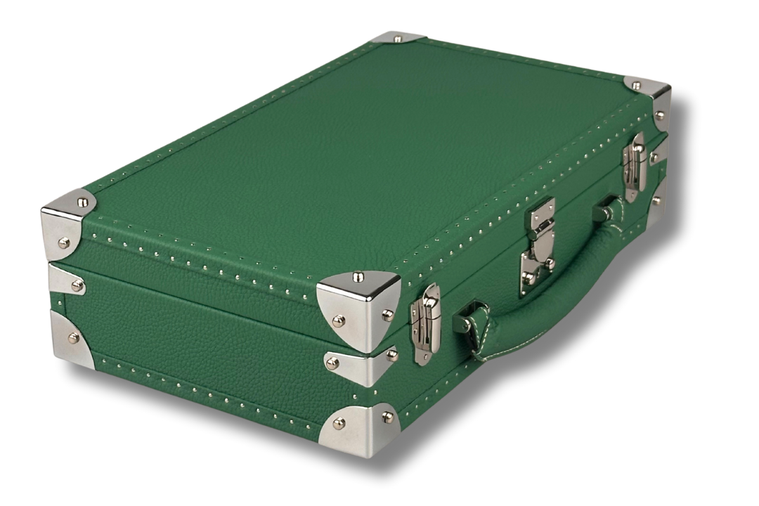 BLCK green togo leather watch case with handle