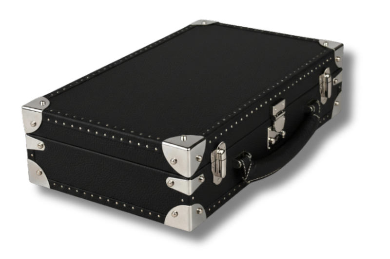 BLCK black togo leather watch case with handle