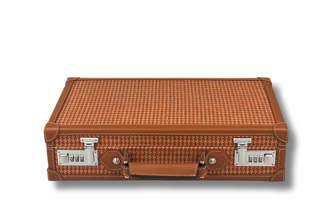 BLCK tan houndstooth collector watch case luxury box