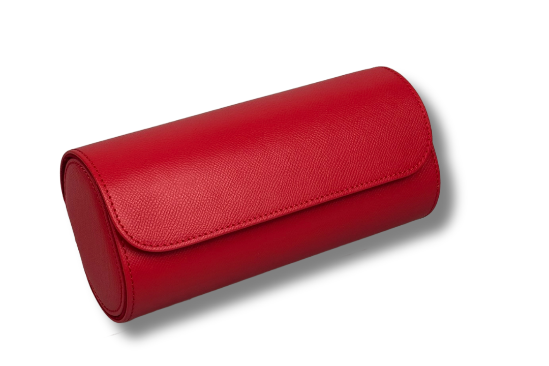 BLCK saffiano red leather watch roll travel case