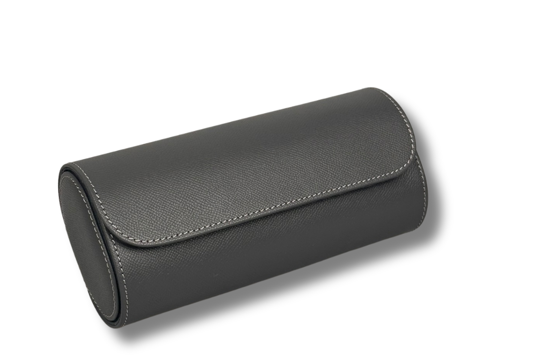 BLCK saffiano anthracite leather watch roll travel case