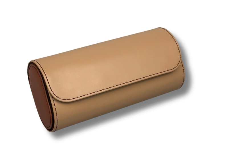 BLCK Pablo dark cream leather watch roll travel case