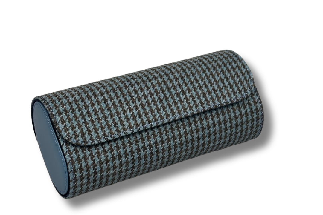BLCK Blue Houndstooth watch roll travel case