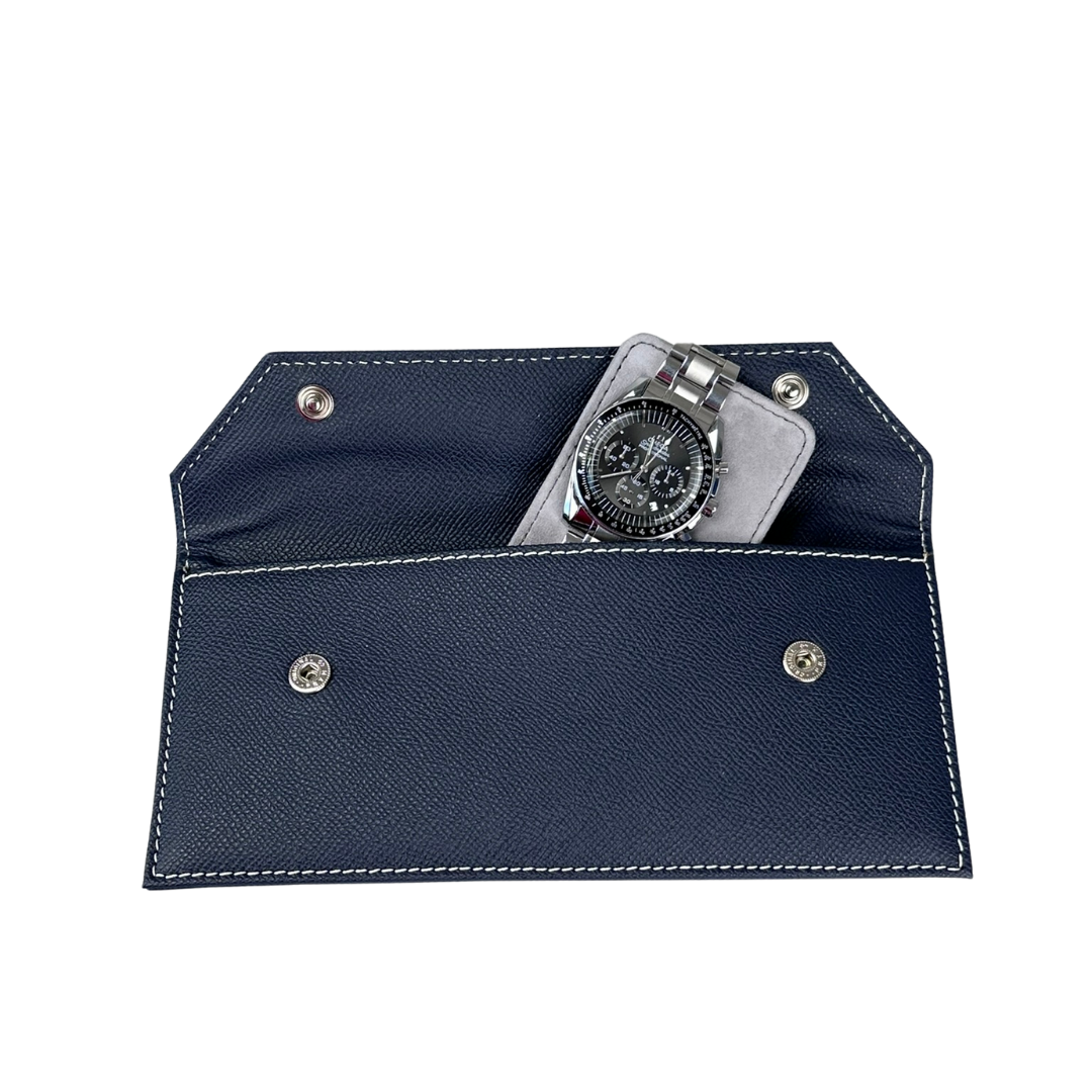 Leather Watch Pouch Navy Blue
