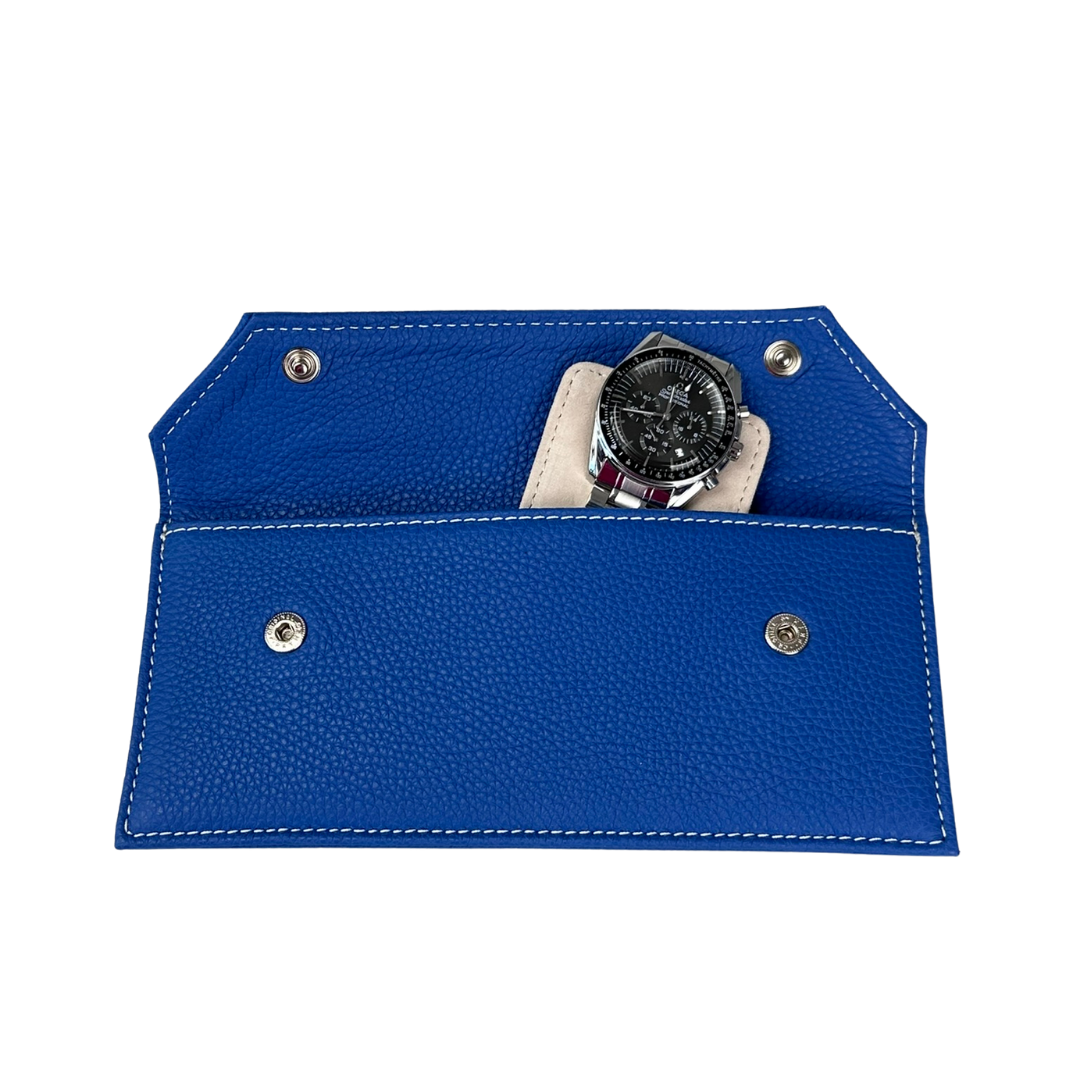 Leather Watch Pouch Blue