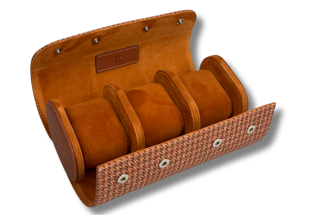 BLCK tan houndstooth leather texture detail