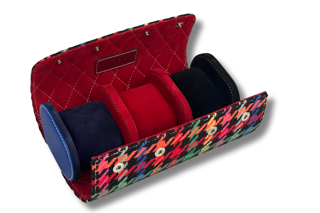 BLCK dark multicolor houndstooth leather texture detail