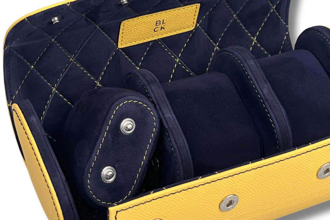 BLCK saffiano leather texture detail yellow