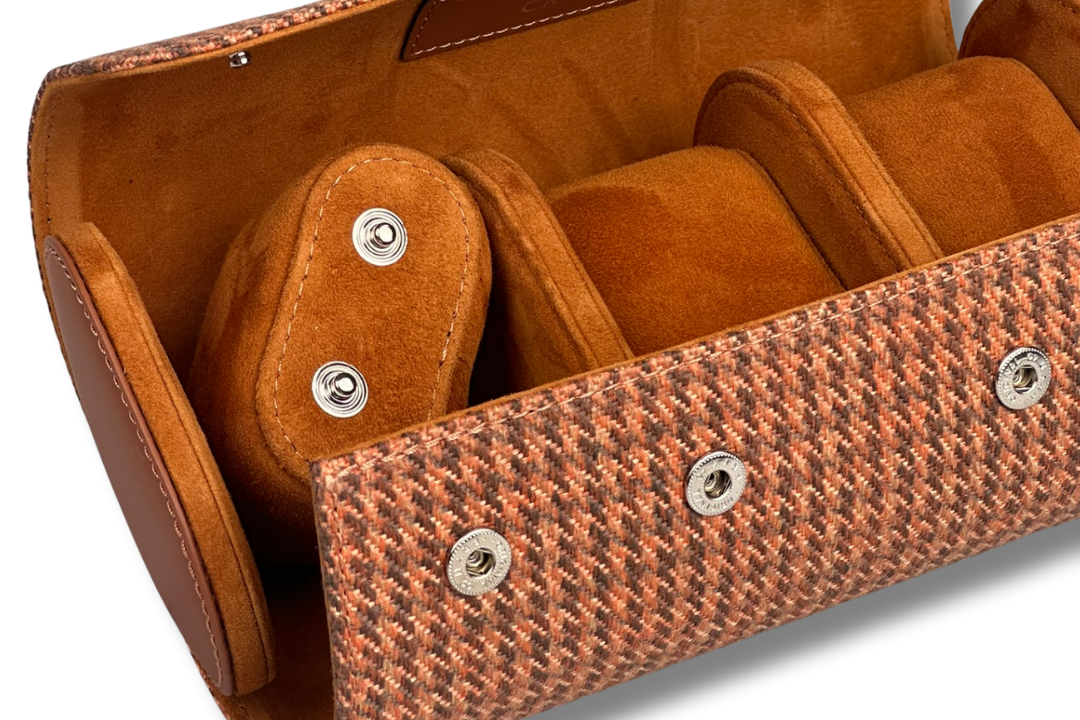 BLCK tan houndstooth leather texture detail