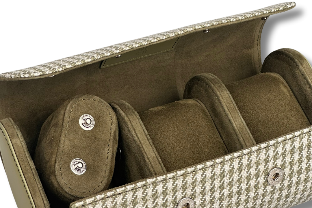 BLCK olive green houndstooth leather texture detail