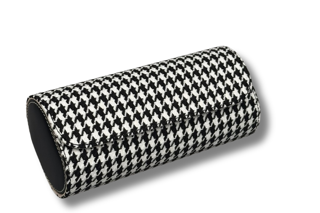 BLCK black houndstooth watch roll travel case